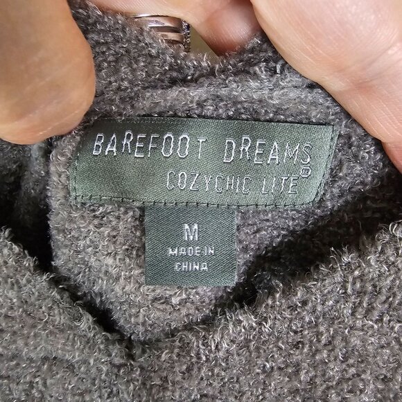 Barefoot Dreams Sweater M CozyChic Lite Lounge Pullover Carbon Gray V-Neck Comfy - Picture 3 of 10